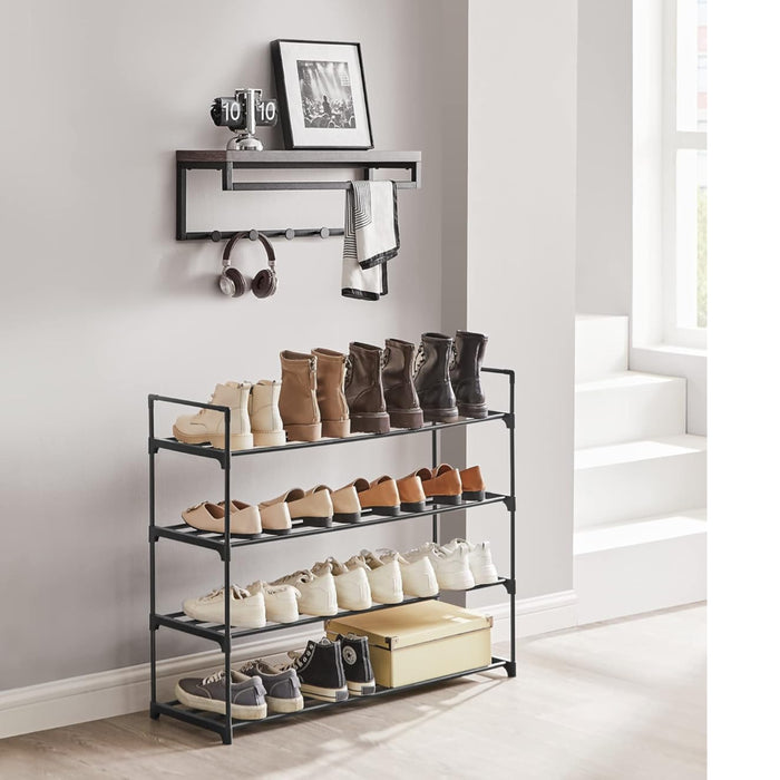 Schoenenrek - 4 niveaus - metaal - 92x73x30 cm - zwart