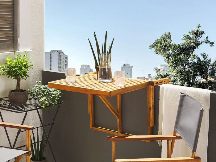 Beliani-UDINE -Tuintafel-Lichte houtkleur-69 x 70 cm-Acaciahout