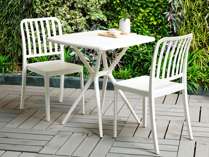 Beliani-SERSALE -Tuintafel-Wit-70 x 70 cm-Synthetisch materiaal