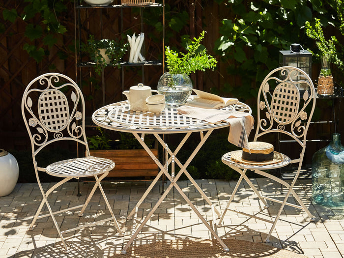 Beliani - BIVIO - Tuintafel - Wit - 90 x 90 cm - IJzer