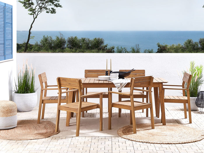 Beliani-FORNELLI -Tuintafel-Lichte houtkleur-90 x 180 cm-Acaciahout