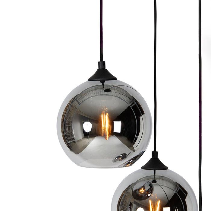 QAZQA Art deco hanglamp zwart met smoke glas 3-lichts - Wallace