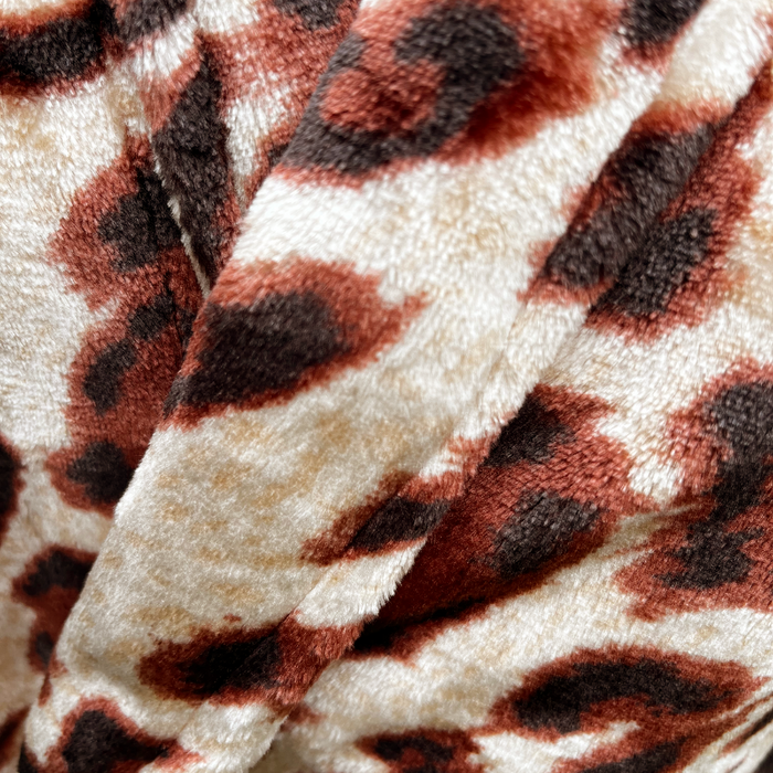 LINNICK Flanel Fleece Badjas Leopard - bruin