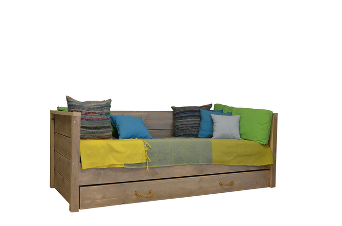 Wood4you - Eenpersoonsbed Saar steigerhout 206Lx43Hx96D cm