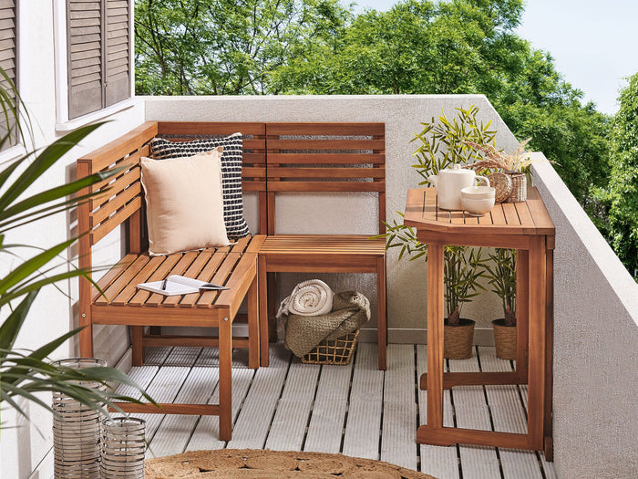 Beliani-TREIA -Tuintafel-Lichte houtkleur-47 x 110 cm-Acaciahout
