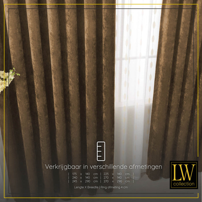 LW Collection Kant en klaar gordijnen bruin 140x240cm