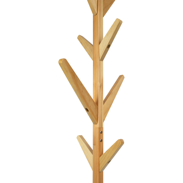 QUVIO Houten kapstok staand - 8 haken - Lichtbruin