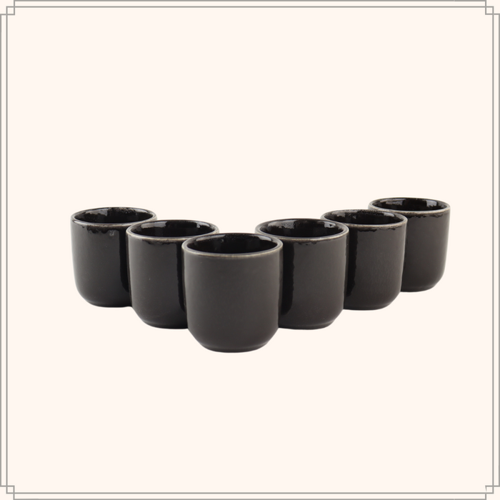 OTIX Espresso Kopjes Set van 6 100 ml Zonder Oor Zwart Aardewerk DUSK