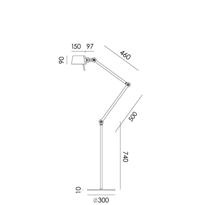 Tonone Bolt 2 Arm vloerlamp Smokey Black