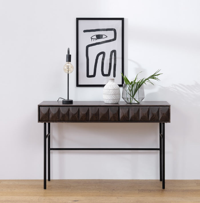 24Designs Lativa Sidetable - B117 X D39 X H75 Cm - Eiken Donkerbruin