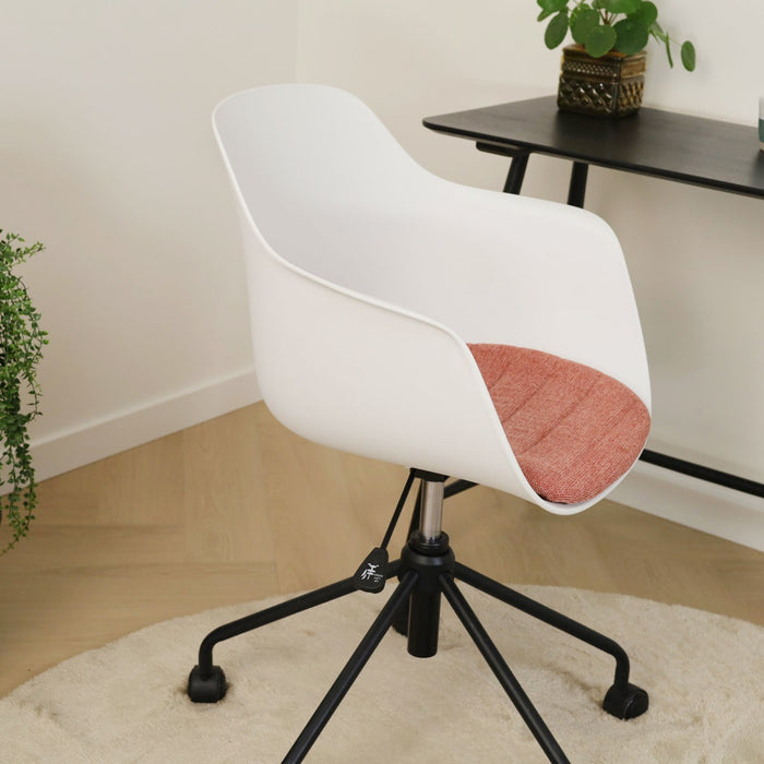 Nolon Nout-Liz Bureaustoel Wit - Terracotta Kussen - Zwart Onderstel