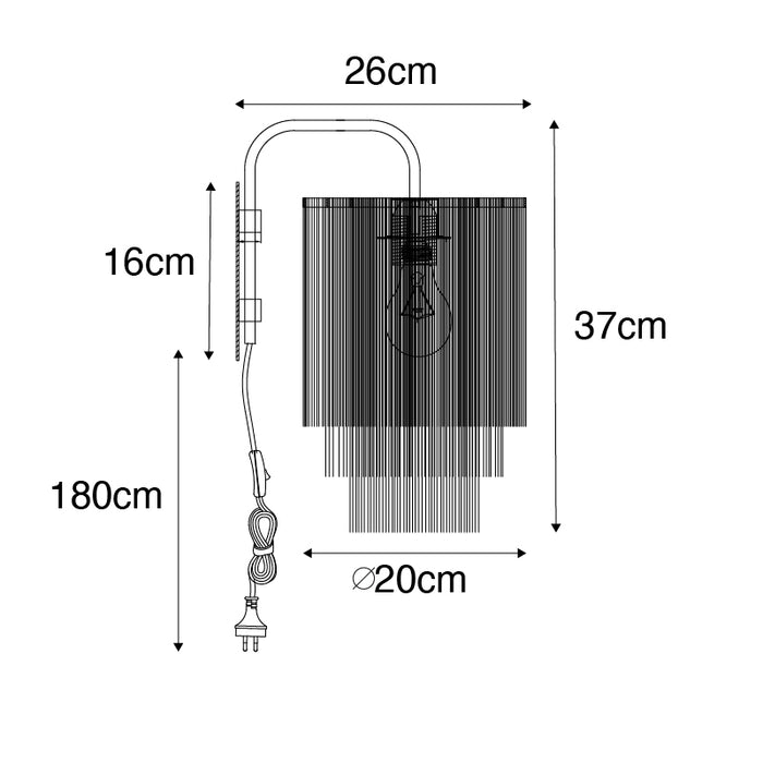 QAZQA Oosterse wandlamp goud crème kap met franjes - Franxa