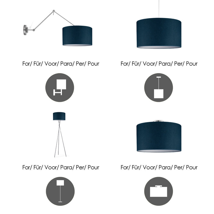 Home Sweet Home Lampenkap Canvas donkerblauw - B:40xD:40xH:22cm