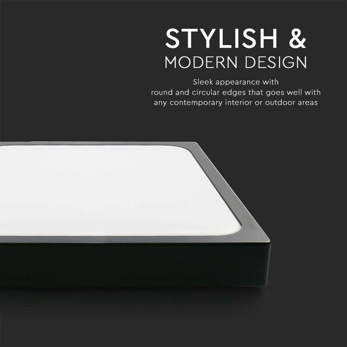 V-TAC VT-8618B-SQ LED Vierkant Plafondlamp - Zwart - 225mm - IP44 -