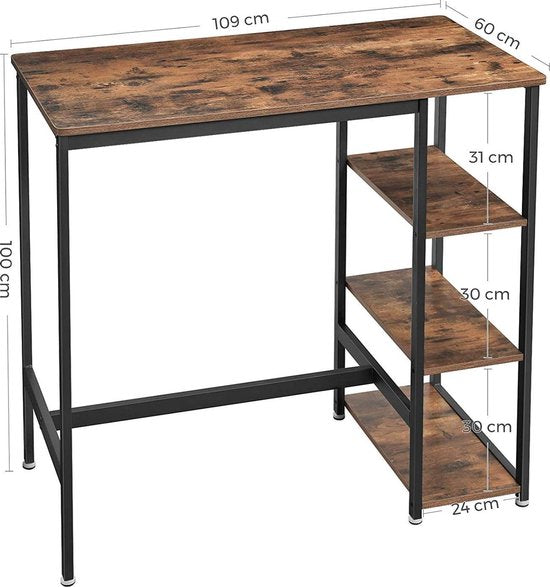 Parya Home - Bartafel - Donkerbruin - 109 x 60 x 100 cm