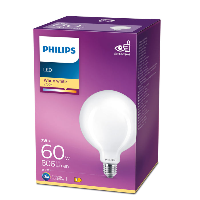 Philips LED Globe Mat - 60 W - E27 - warmwit licht