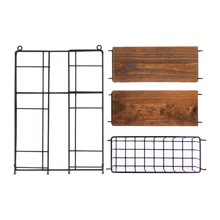 QUVIO Keukenrek wand staal en hout - Zwart en bruin