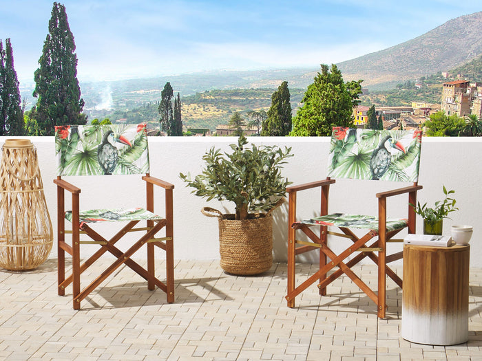 Beliani - CINE - Ligstoel doek set van 2 - Multicolor - Polyester