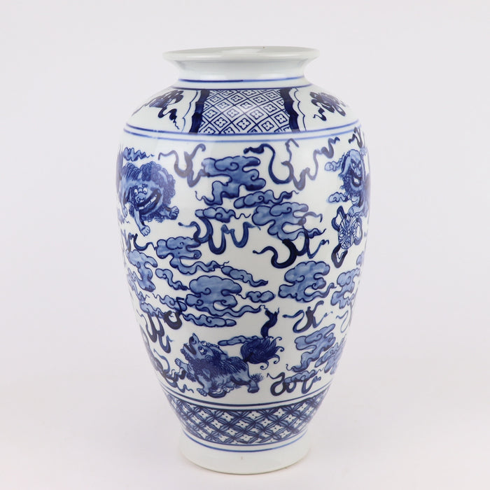 Fine Asianliving Chinese Vaas Blauw Wit Porselein