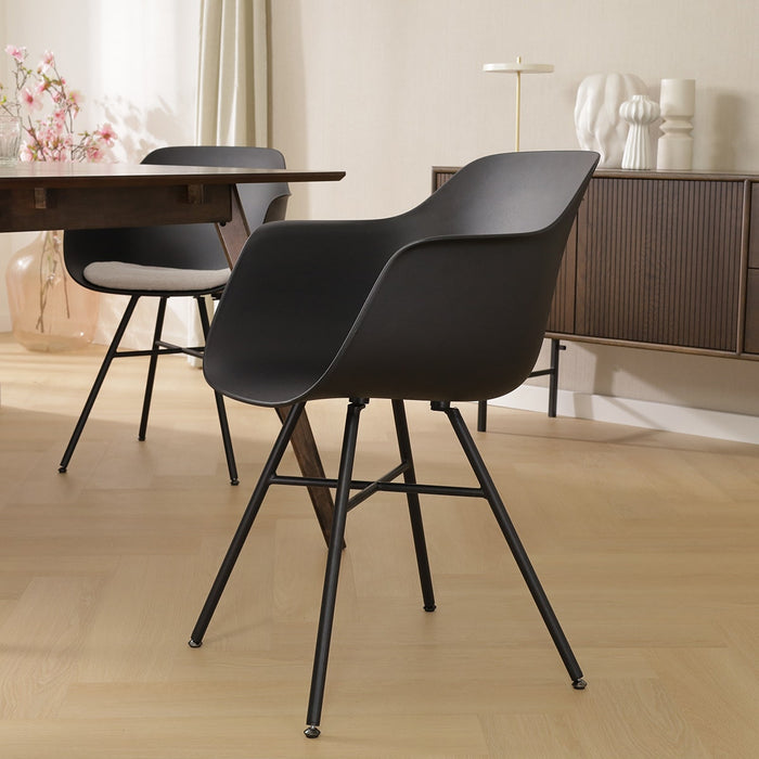 Nolon Noa-Puk Eetkamerstoel Zwart - met Armleuning - Zwart Onderstel