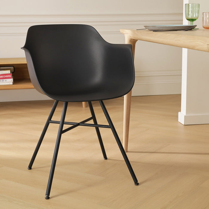 Nolon Noa-Puk Eetkamerstoel Zwart - met Armleuning - Zwart Onderstel