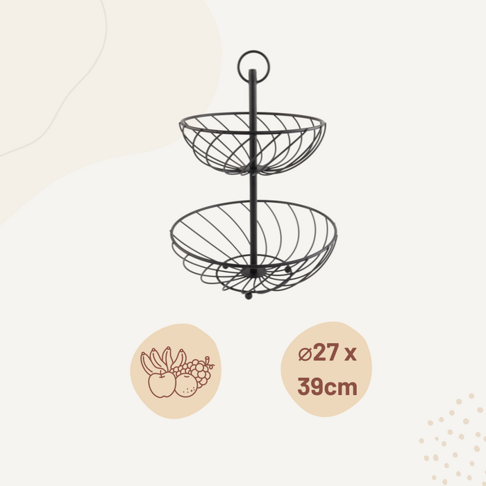 Orange85 Fruitschaal Zwart Etagere Fruitmand 2 Lagen