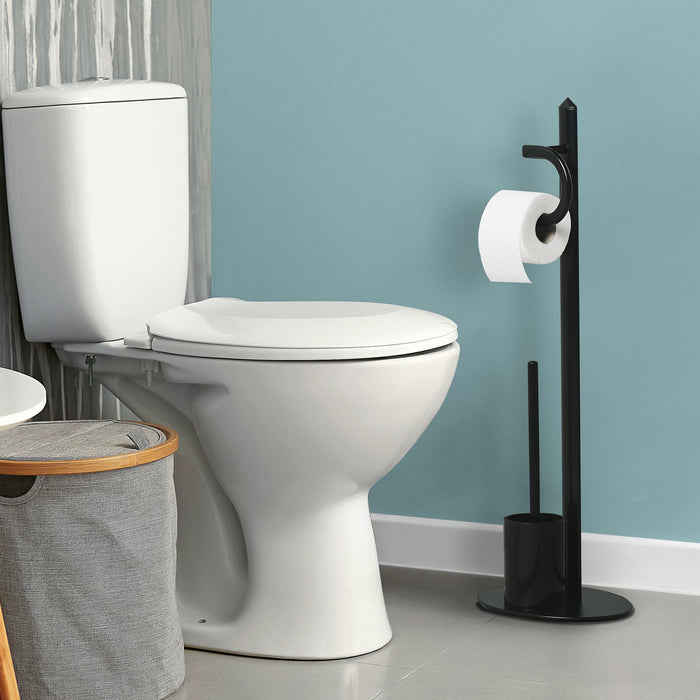 Beliani - SARTO - Toiletrol en borstelhouder - Zwart - Staal