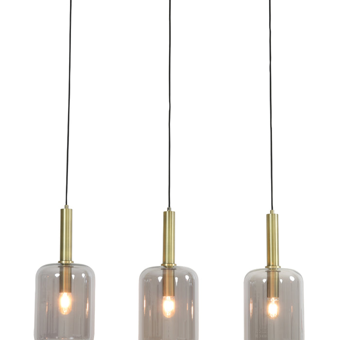 Light&living Hanglamp 3L 100x22x32 cm LEKAR antiek brons+smoke glas