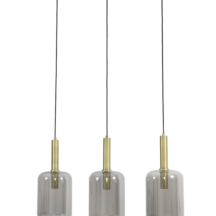 Light&living Hanglamp 3L 100x22x32 cm LEKAR antiek brons+smoke glas
