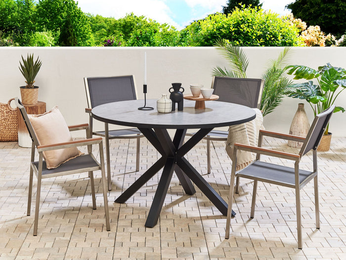 Beliani - MALETTO - Tuintafel - Grijs - 120 x 120 cm - Aluminium