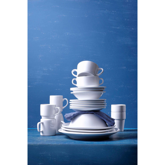 Mammoet Bord smalle rand Budgetline 24 cm Wit Porselein 3 stuks