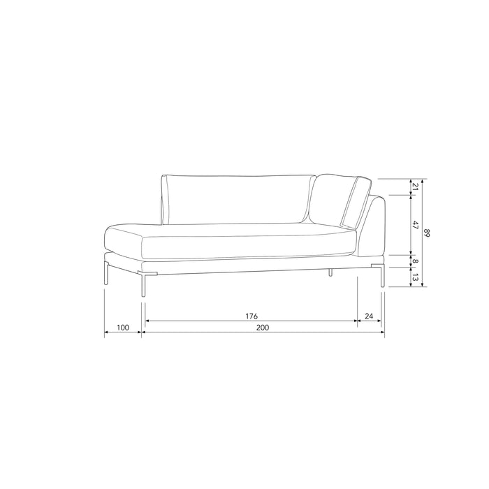 vtwonen Couple Lounge Element  - Polyester - Donkergrijs - 89x100x200