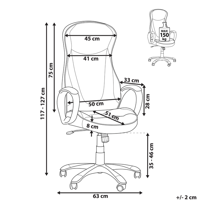Beliani - FELICITY - Bureaustoel - Beige - Kunstleer