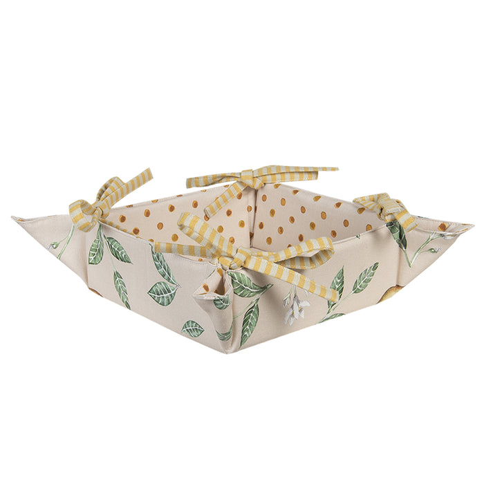 Clayre & Eef Broodmand  35x35x8 cm Beige Geel Katoen Vierkant Citroen
