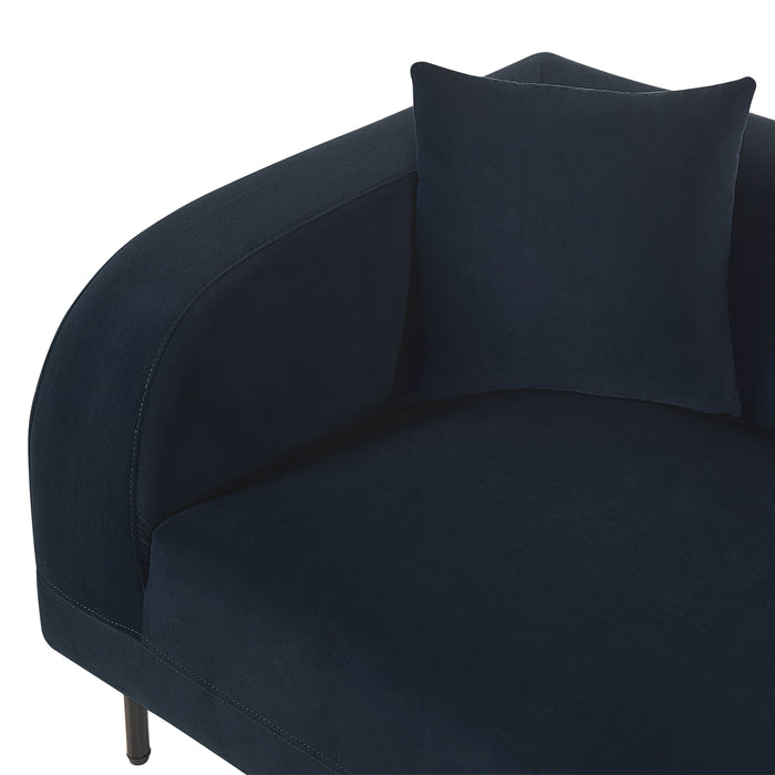 Beliani-LE CRAU-Chaise longue-Donkerblauw-Linkerzijde-Fluweel