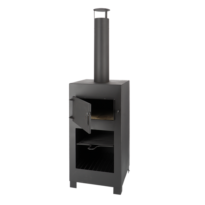 Esschert Design Terraskachel met pizzaoven zwart
