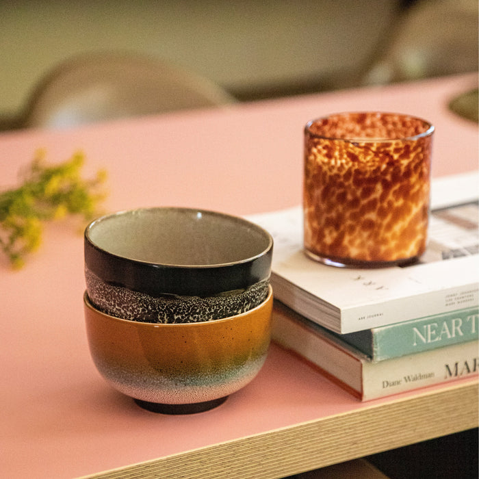 HKliving 70's Ceramics Noodle Kommen Ø 13,5 cm - Set van 4 - Groovy