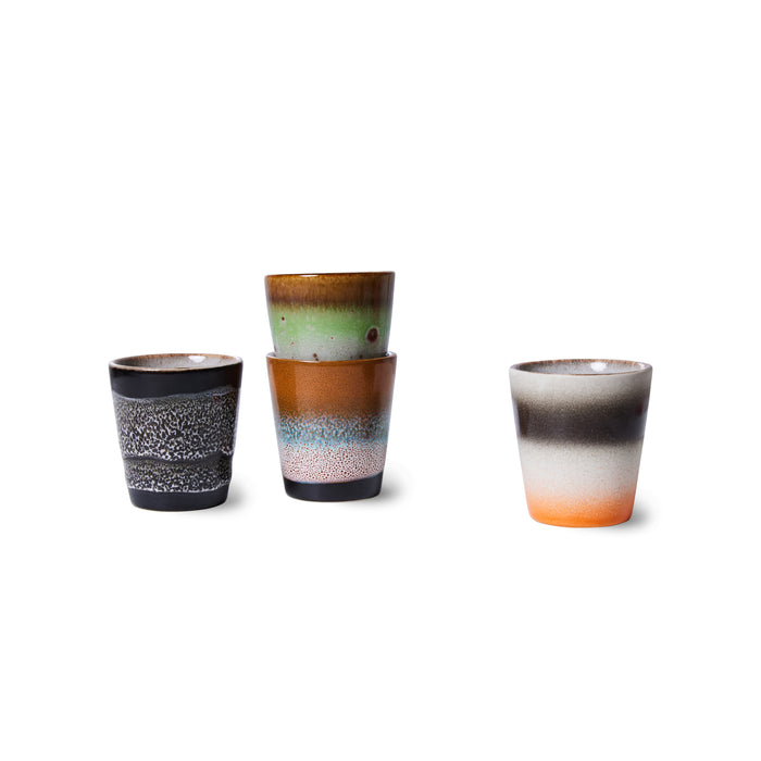 HKliving 70's Ceramics Ristrettokopje 0,1 L - Set van 4 - Good Vibes