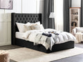 Beliani-LUBBON-Bed met opbergruimte-Zwart-140 x 200 cm-Fluweel