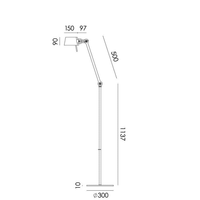 Bolt 1 Arm Long vloerlamp Smokey Black