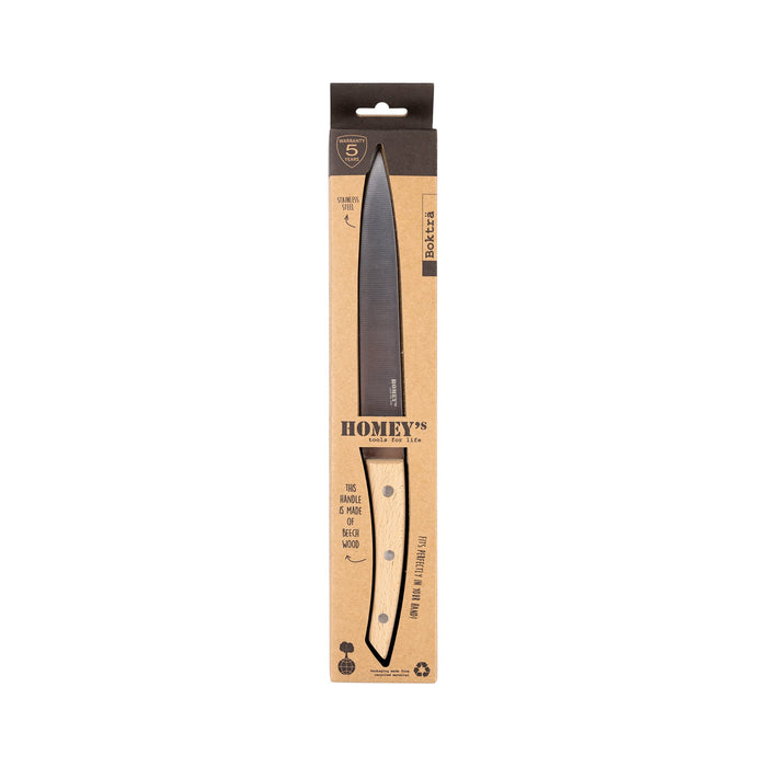 Homey's Bokträ vleesmes - 20cm - RVS|beukenhout - duurzame verpakking