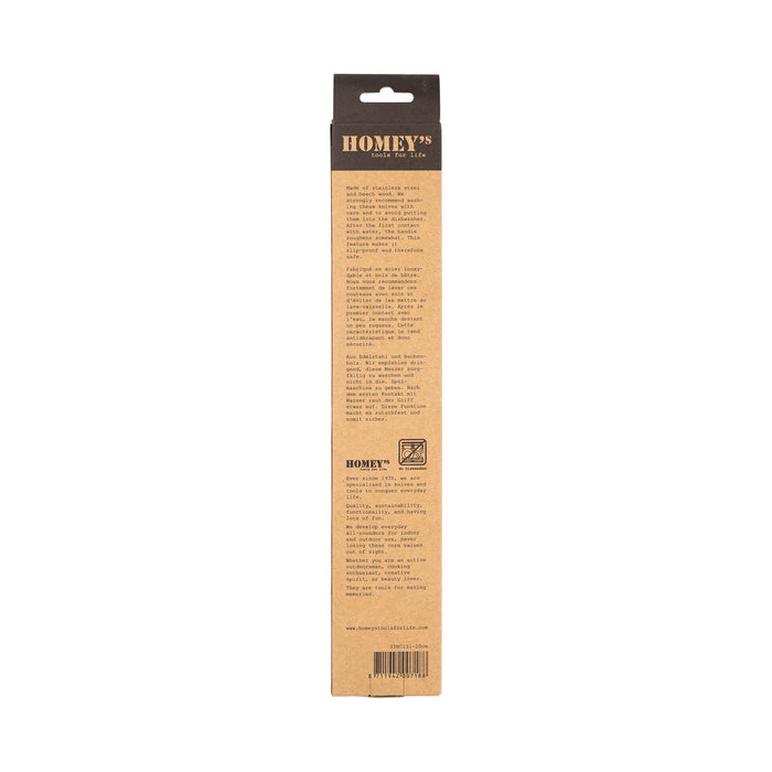 Homey's Bokträ vleesmes - 20cm - RVS|beukenhout - duurzame verpakking