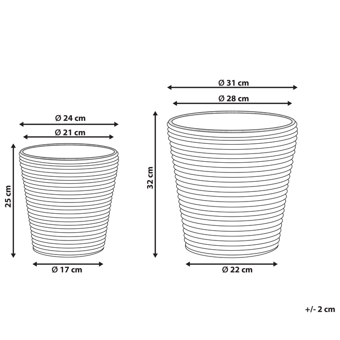 Beliani - SARTI - Bloempot set van 2 - Bruin - PE rotan