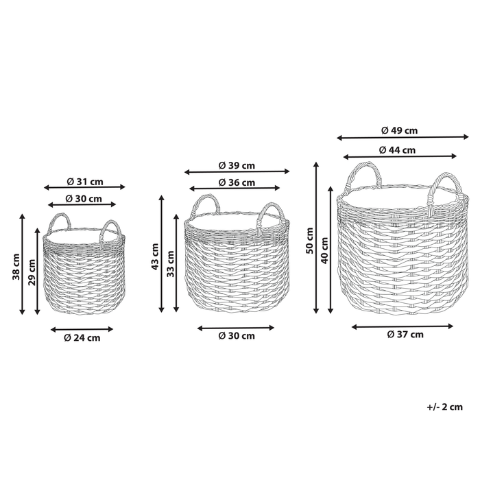 Beliani - GEFIRA - Plantenbak set van 3 - Gebroken wit - PE rotan