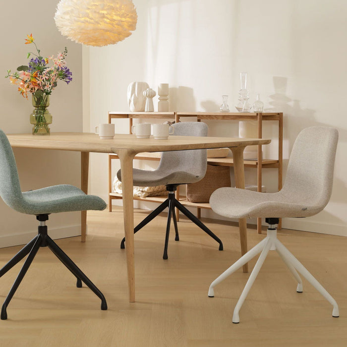 Nolon Nola-Fé Eetkamerstoel Lichtgrijs - Draaibaar Wit Onderstel