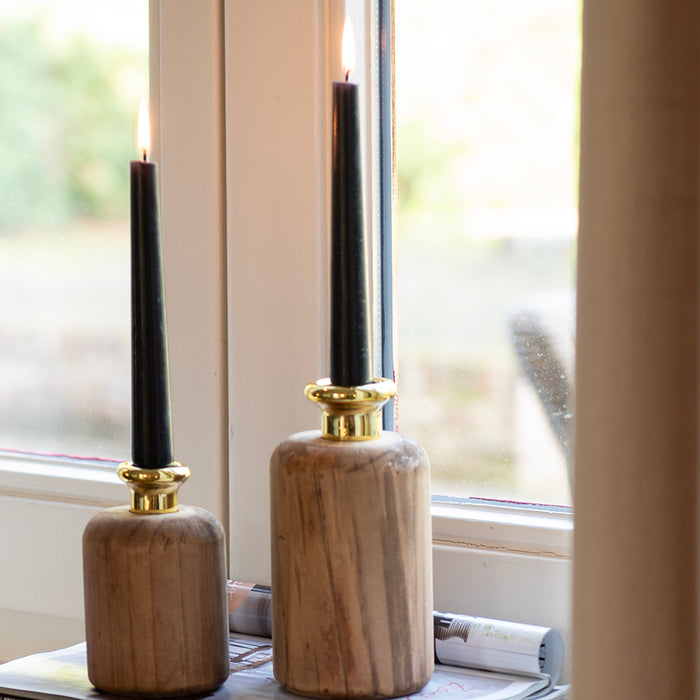 Clayre & Eef Vaas  Ø 8x13 cm Bruin Hout Rond Decoratie Vaas