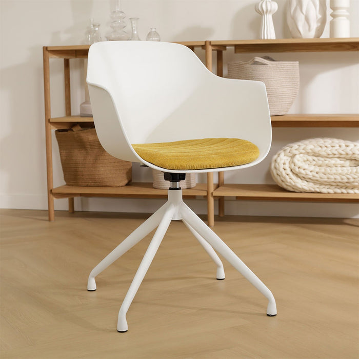 Nolon Nola-Liz Eetkamerstoel Wit - Okergeel - Draaibaar - Wit