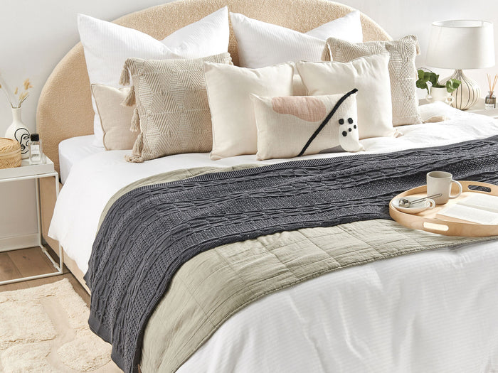 Beliani - FETHIYE - Plaid - Donkergrijs - 140 x 170 cm - Katoen