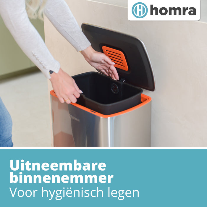 Homra Koniq Prullenbak met pedaal - 30 liter - RVS