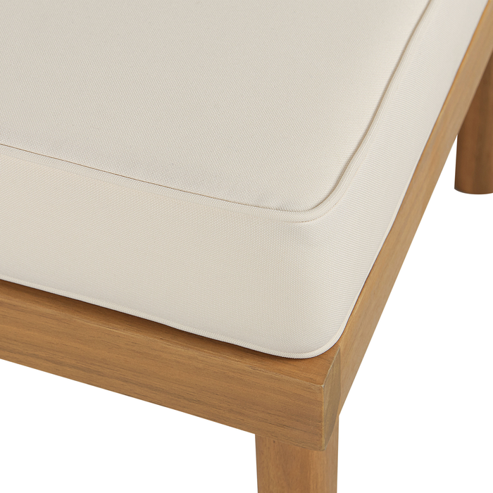 Beliani - BARATTI - Tuin ottomaan - Lichte houtkleur|Wit - Acaciahout